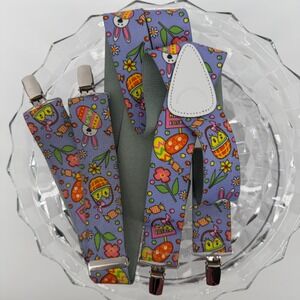 Easter Suspenders Lilac Novelty Clip-On Holiday Fun Bunny Eggs Costume Accessory